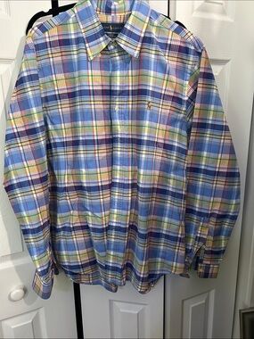 Ralph Lauren Blue Multicolor Plaid Button-Down Shirt